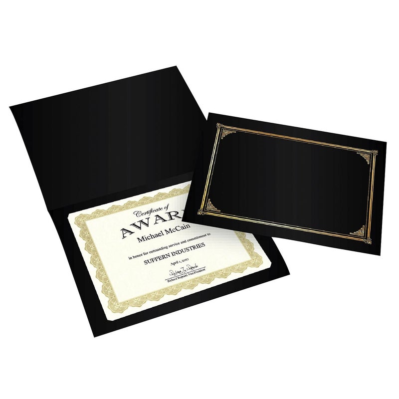 Geographics Classic Linen Certificate/Document Covers  12.5  x 9.75   Black (6 Pack) - Image 2